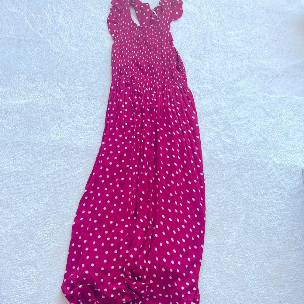 Never worn Free People Maxi pullover cute polka dot dress